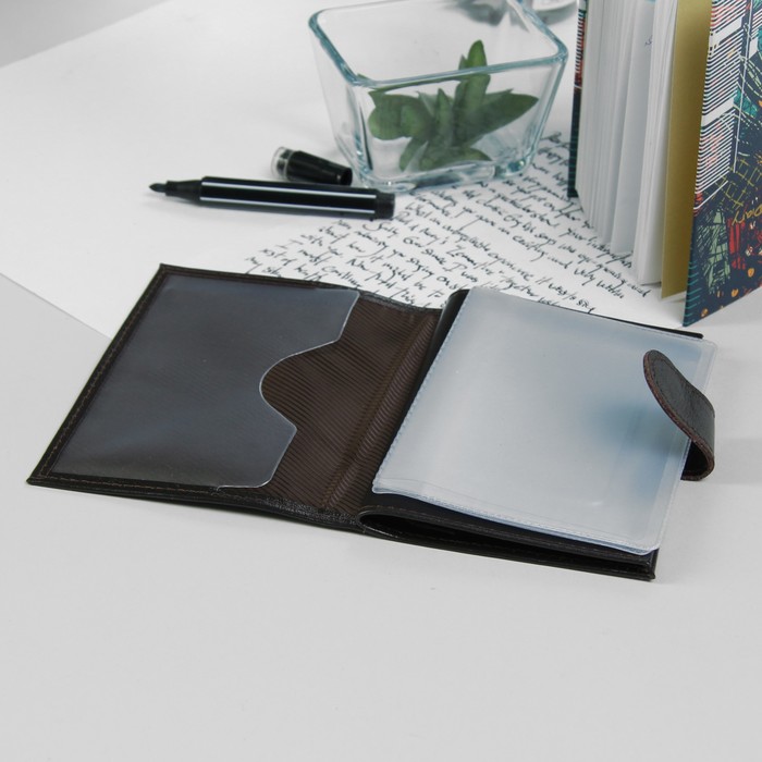 Обложка для автодокументов и паспорта, цвет коричневый матовый