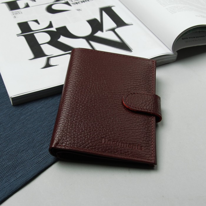 Обложка для автодокументов и паспорта, отдел для купюр, карманы для карт, флотер, цвет бордовый