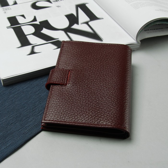 Обложка для автодокументов и паспорта, отдел для купюр, карманы для карт, флотер, цвет бордовый