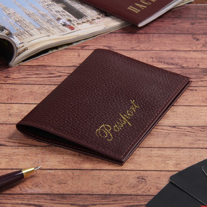 Обложка для паспорта, флотер, цвет бордовый