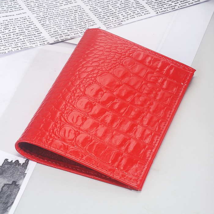 Обложка для паспорта, 5 карманов для карт, кайман, цвет алый