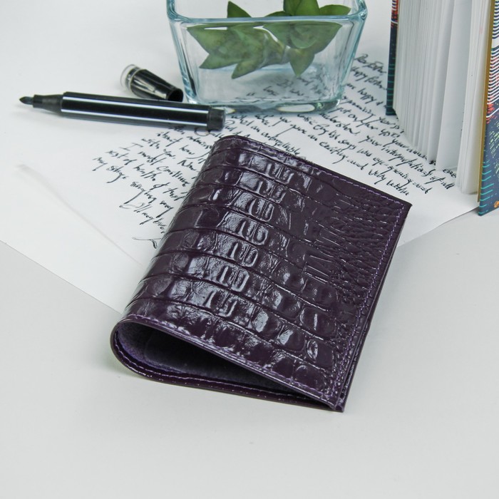 Обложка для паспорта, кайман, цвет фиолетовый