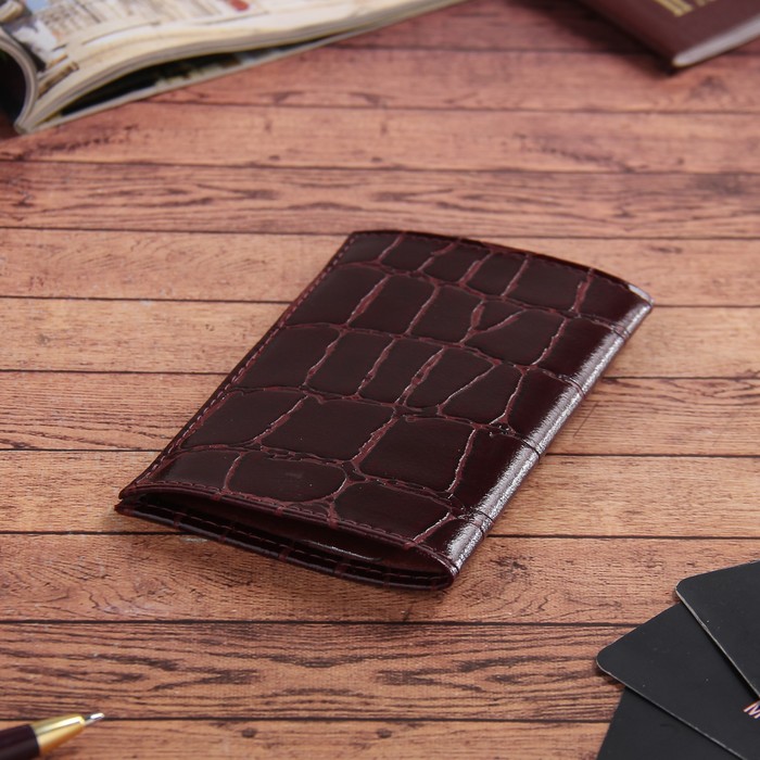 Обложка для пенсионного удостоверения, скат, цвет бордовый