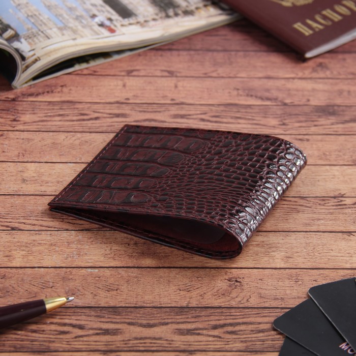 Обложка для студенческого, кайман, цвет бордовый