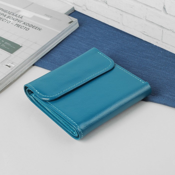 Кошелёк женский, 2 отдела, для карт, цвет бирюзовый матовый