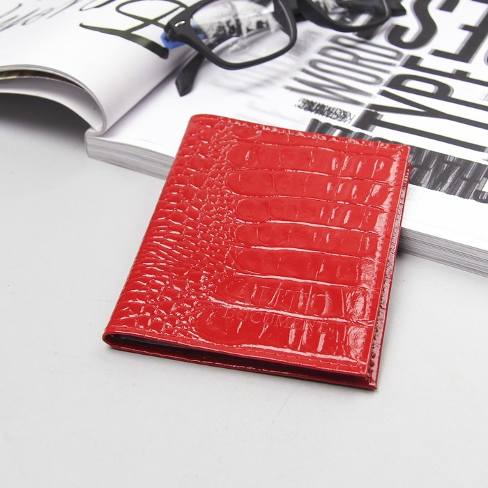 Обложка для автодокументов, кайман, цвет алый