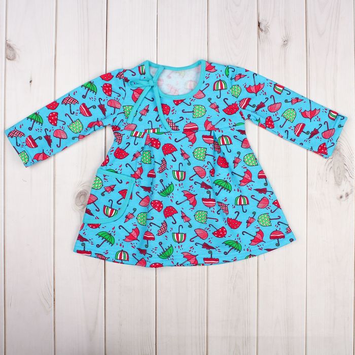 Платье для девочки, рост 80 см, цвет ментоловый, принт зонтики 711222-7_М