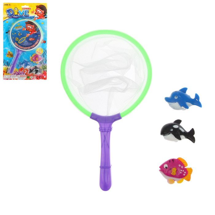 Рыбалка "Поймай рыбок", 3 рыбки, сачок