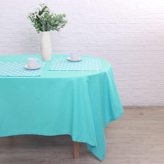 Набор столовый "Этель" Мятная карамель скатерть 150х200 см, салфетка 40х40 см 8 шт., рогожка