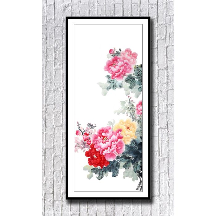 Картина-панорама "Цветы на белом фоне"