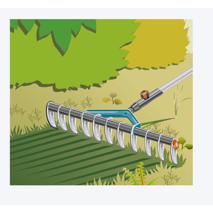 Грабли-аэратор, прямые, прямой зубец, 11 зубцов, металл, насадка для комбисистемы