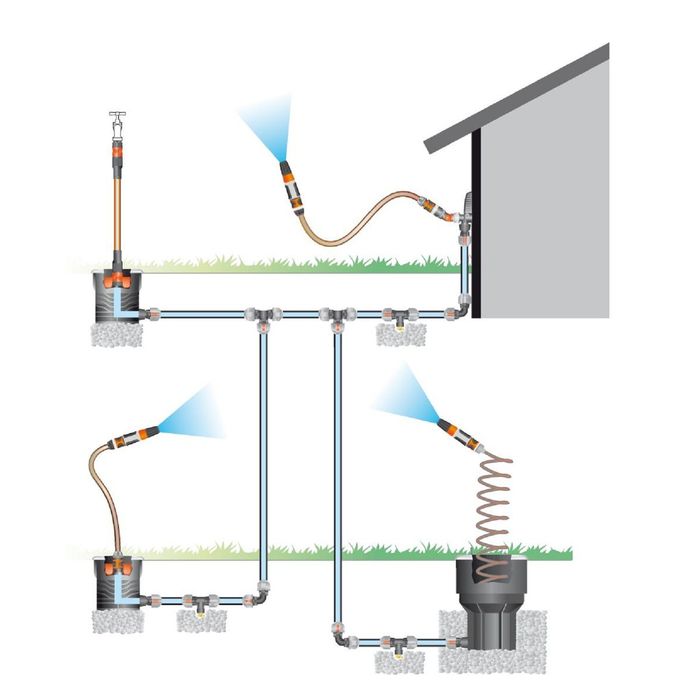 Колонка со спиральным шлангом, d=12 мм (1/2"), L=10 м, комплект фитингов