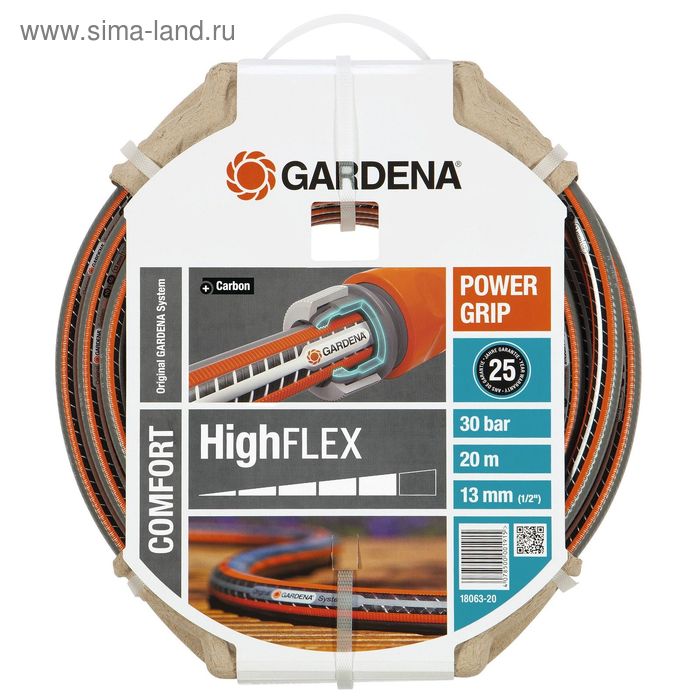 

Шланг, ПВХ, d = 12 мм (1/2"), L = 20 м, 3-слойный, армированный, GARDENA HighFLEX