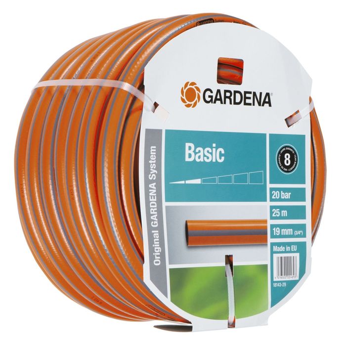 Шланг, ПВХ, d=19 мм (3/4"), L=25 м, 3-слойный, армированный, GARDENA Basic