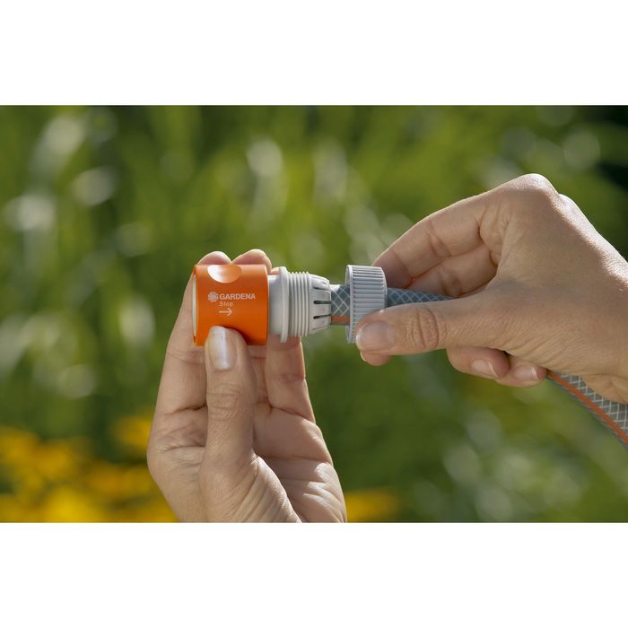 Коннектор с аквастопом, 1/2" (12 мм), пластик, GARDENA