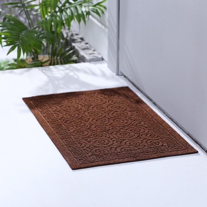 Коврик придверный "Меандр Спирали" без окантовки, цвет МИКС