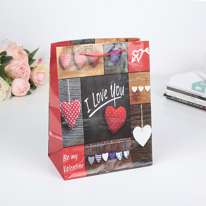 Пакет подарочный "Я тебя люблю", 18 х 10 х 23 см