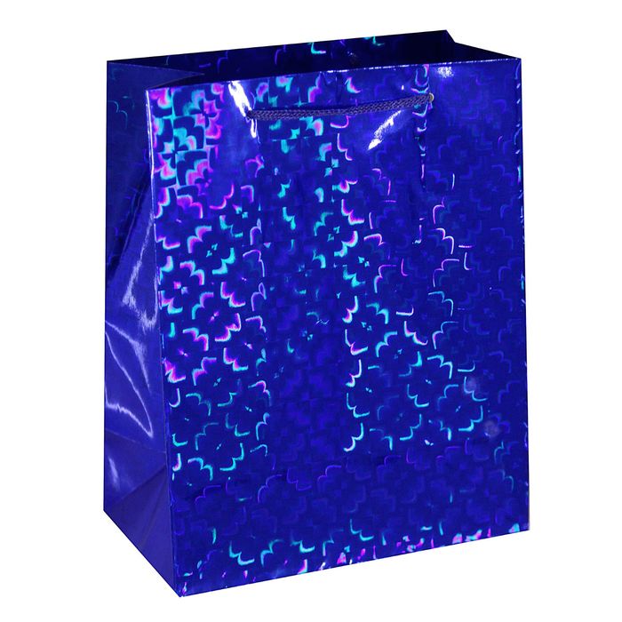 Пакет голографический "Цветы", 15 х 12 х 6 см