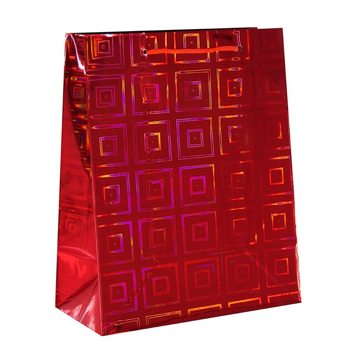 Пакет голографический, красный, рисунок МИКС, 18 х 10 х 23 см