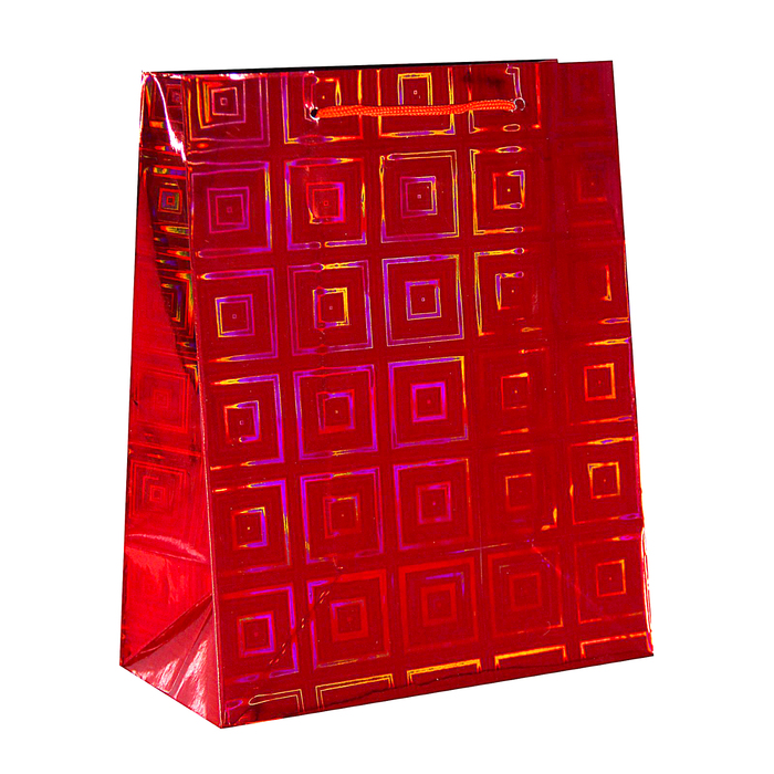 Пакет голографический, красный, рисунок МИКС, 28 х 10 х 38 см