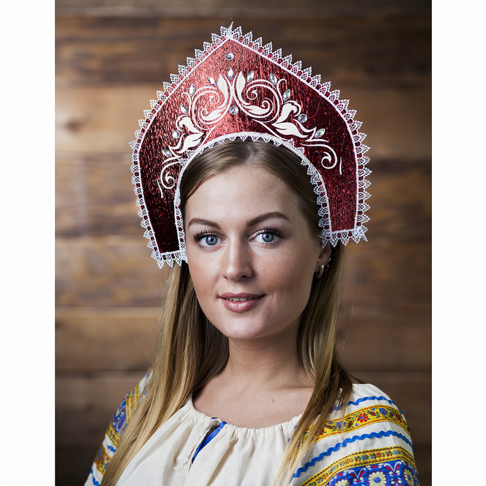 Кокошник "Узор" на красном