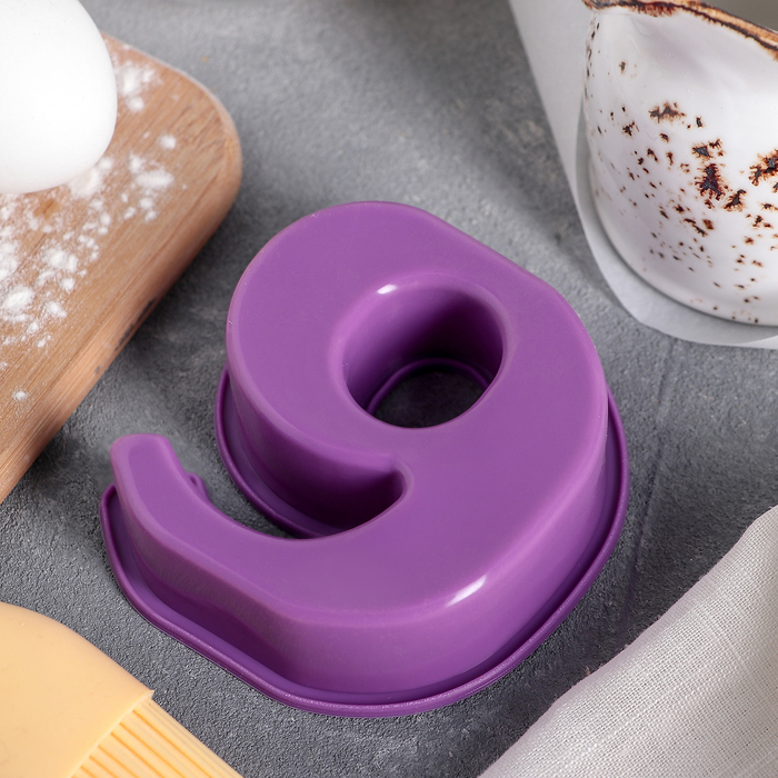 Форма для выпечки "Малая цифра девять" 9х6,5х2,5 см, цвета МИКС