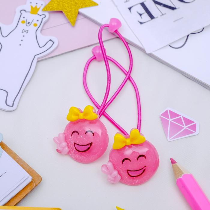 Резинка для волос "Улыбка" (цена за пару) кружок микс