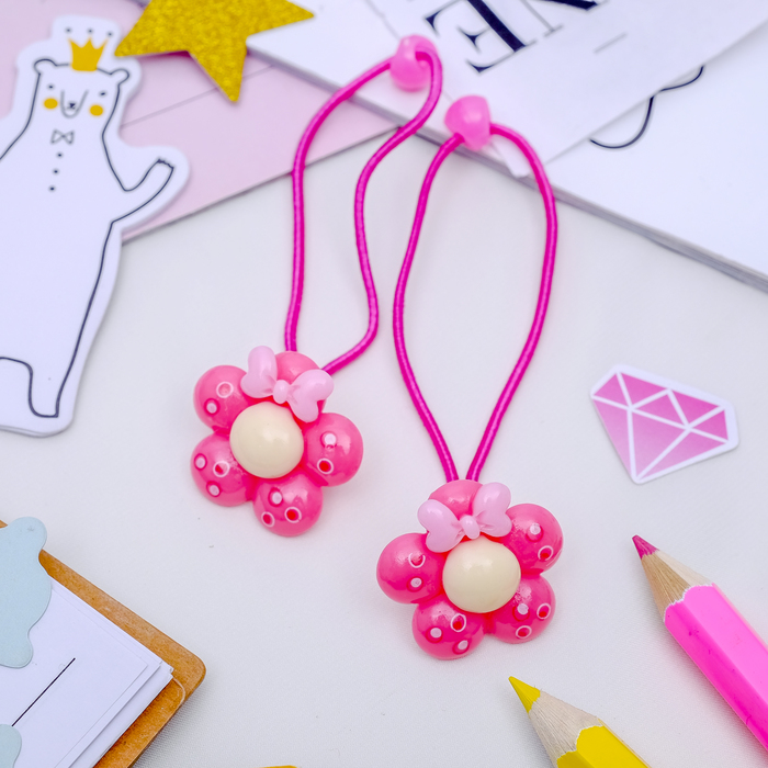 Резинка для волос "Точка" (цена за пару) цветы микс