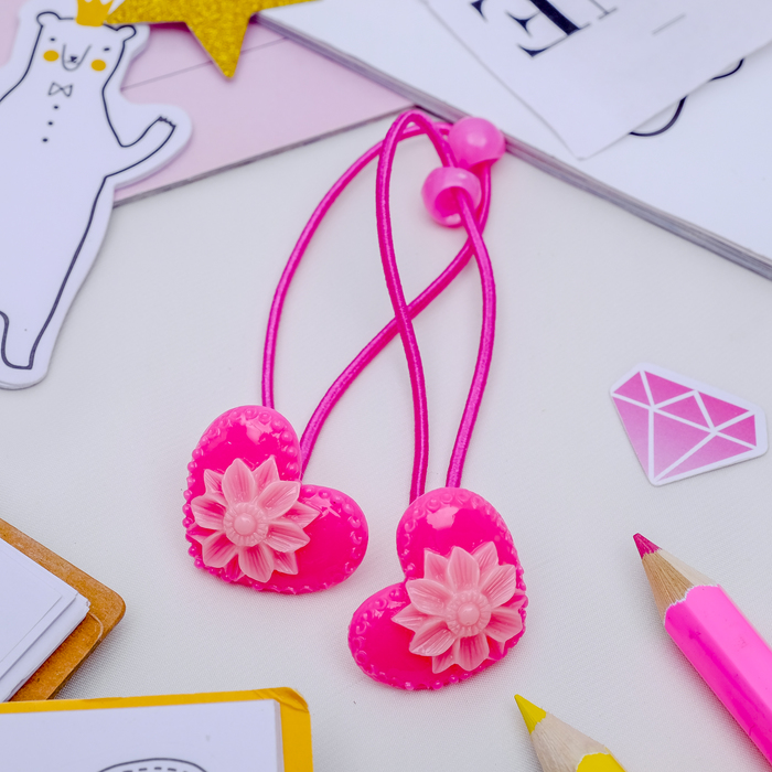 Резинка для волос "Обводка" (цена за пару) сердце микс