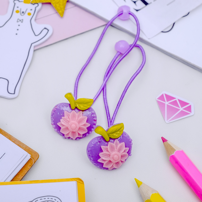 Резинка для волос "Обводка" (цена за пару) яблоко микс