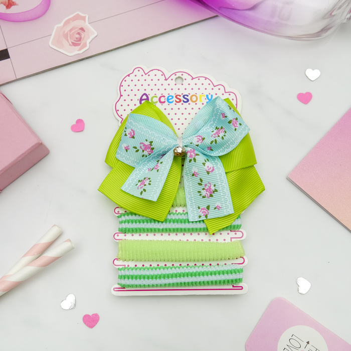 Набор для волос "Малютка" зелёный (4 резинки, 1 зажим)