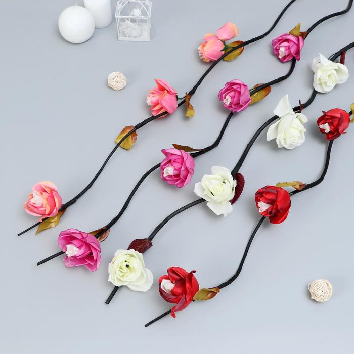 Декоративная ветка "Двойная роза" микс