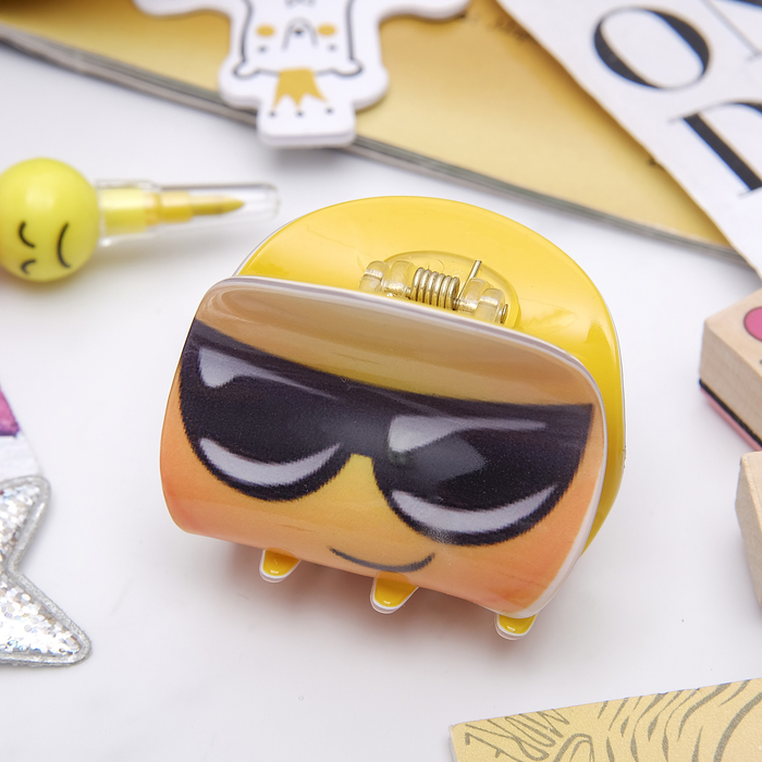 Краб для волос "Смайлик" 5 см в очках