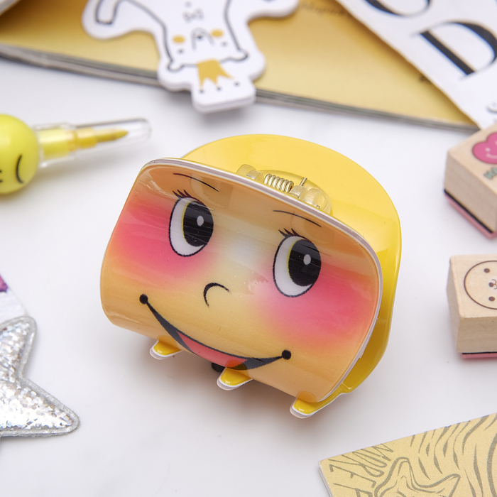 Краб для волос "Смайлик" 5 см румяный