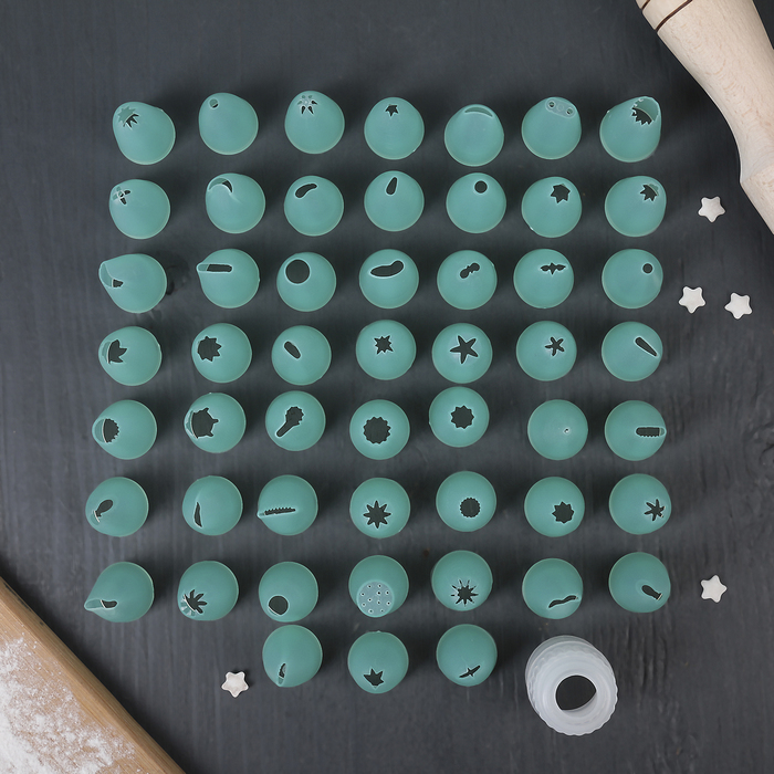 Набор кондитерских насадок в кейсе с адаптером 54 шт d 2 см