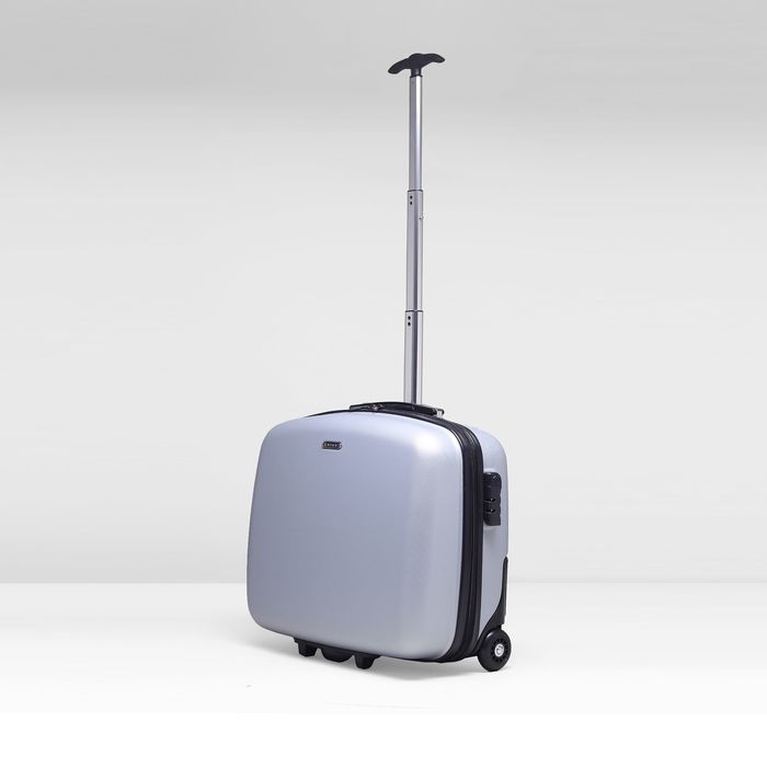 Чемодан мини, 15", 2 колеса, выдвижная ручка, цвет серый