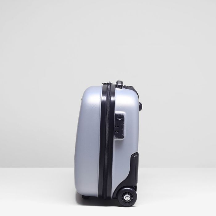 Чемодан мини, 15", 2 колеса, выдвижная ручка, цвет серый