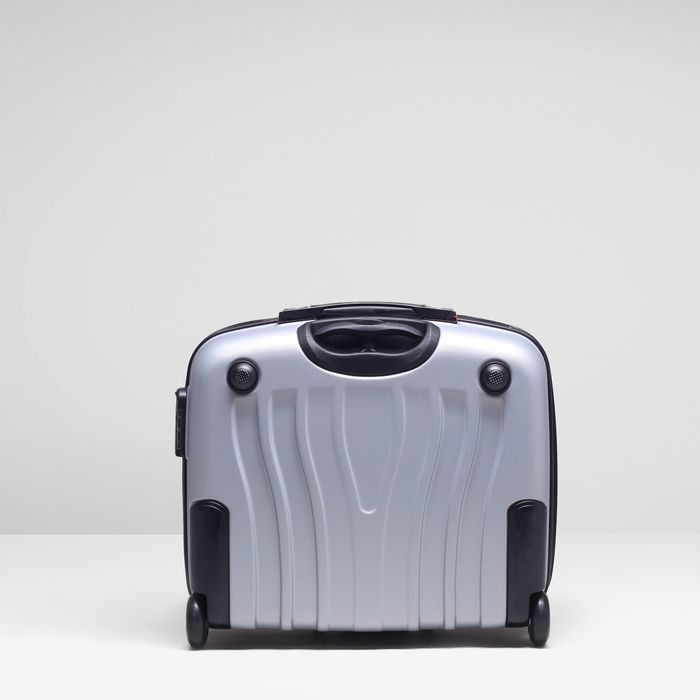 Чемодан мини, 15", 2 колеса, выдвижная ручка, цвет серый