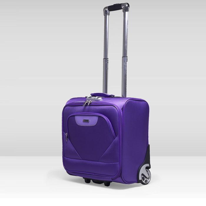 Чемодан-мини на молнии, 1 отдел, наружный карман, 2 колеса, кодовый замок, цвет фиолетовый