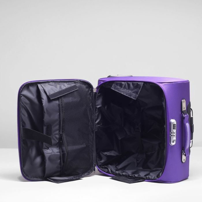 Чемодан-мини на молнии, 1 отдел, наружный карман, 2 колеса, кодовый замок, цвет фиолетовый
