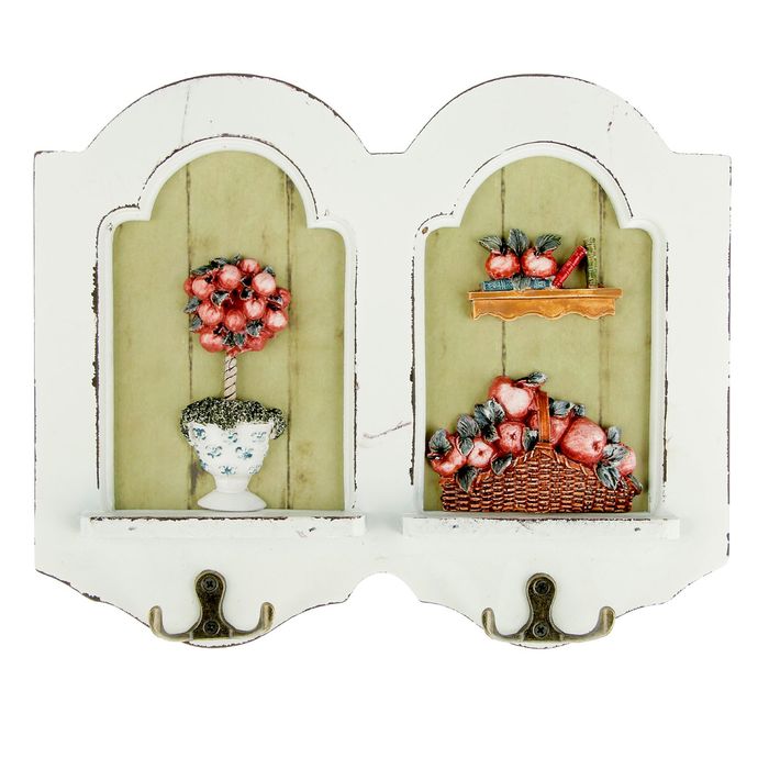 Крючки декоративные дерево "Яблочный сад" 22,5х28 см