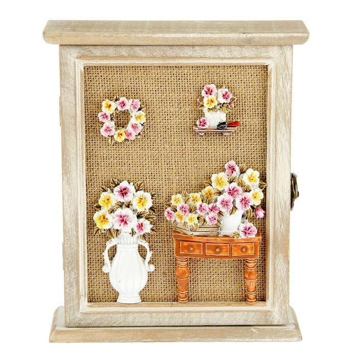 Ключница дерево 6 крючков "Примула" 26х21х6,5 см