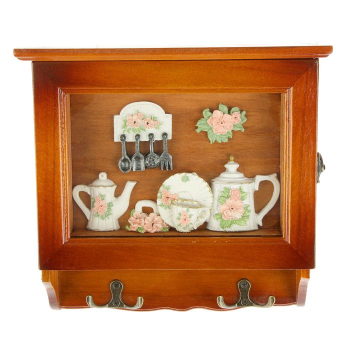 Ключница дерево "Цветочный сервиз" 24,5х26х8 см