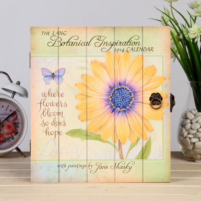 Ключница дерево 6 крючков "Подсолнух" 23,5х21х6 см