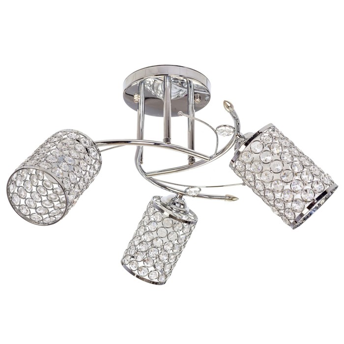 Люстра еврокаркас "Хрусталь" 3 лампы 60W E27 хром 60х60х28 см