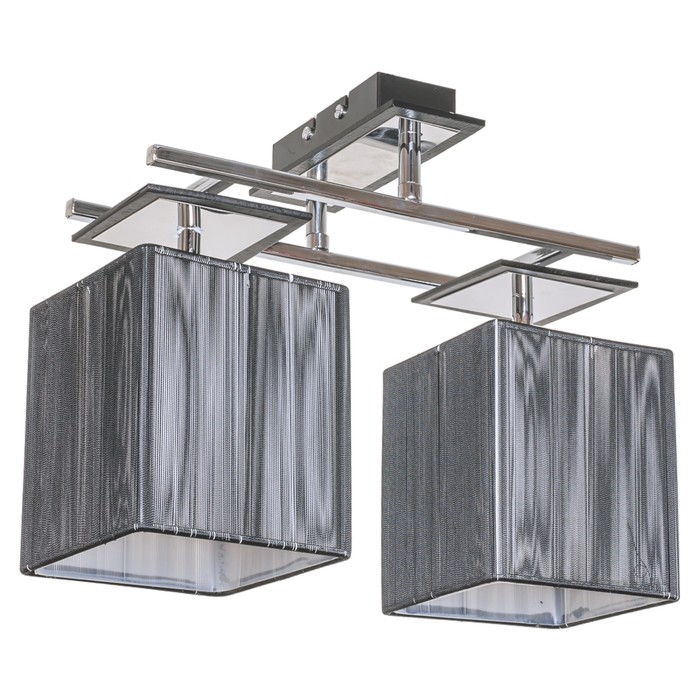 Люстра еврокаркас "Диагональ" 2 ламы 40W E27 хром плафон черный 40х15х30 см