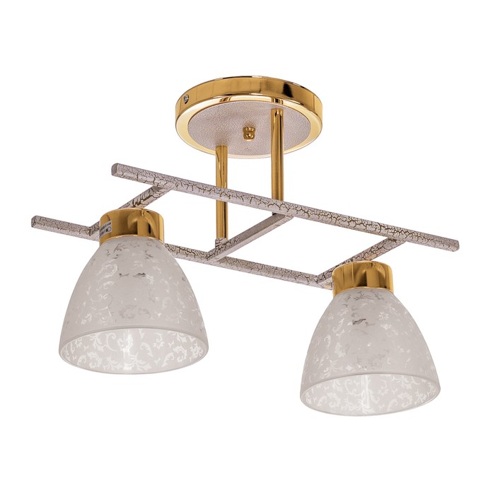 Люстра еврокаркас "Ажур" 2 лампы 60W E14 золото-белый 40х15х27 см