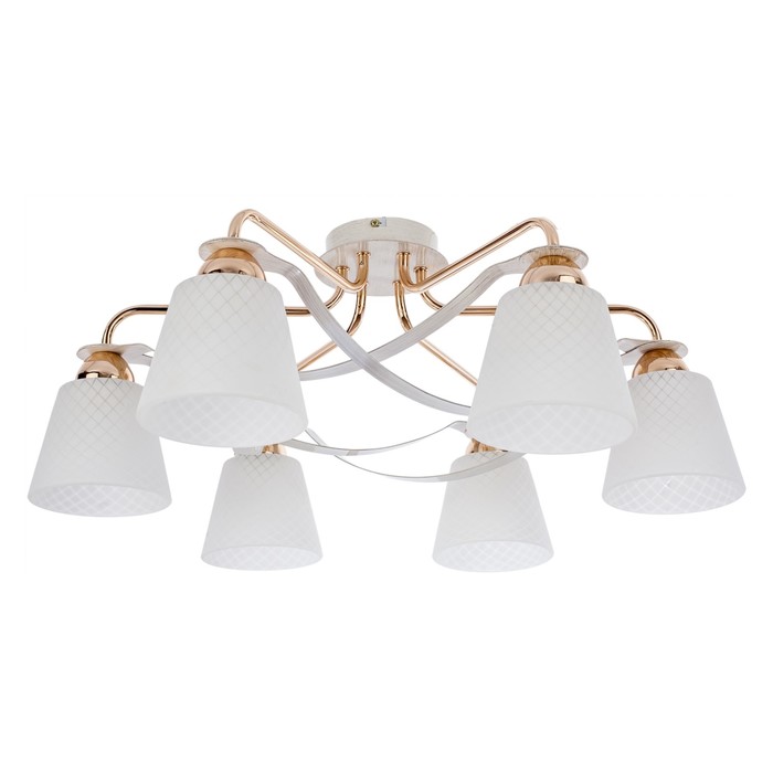 Люстра "Александрия" 6 ламп 40W E27 белый-золото 58х58х27 см