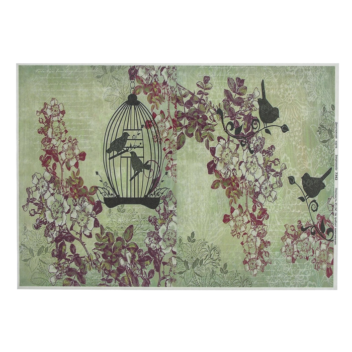 Декупажная карта "Клетка в цветочном саду" плотность 45 г/м2, формат А4