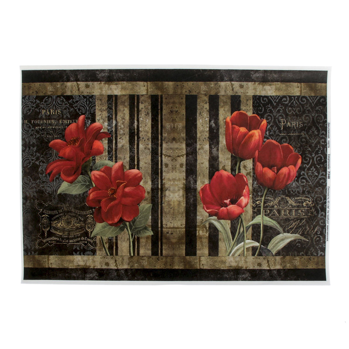 Декупажная карта "Маковый цвет" плотность 45 г/м2, формат А4